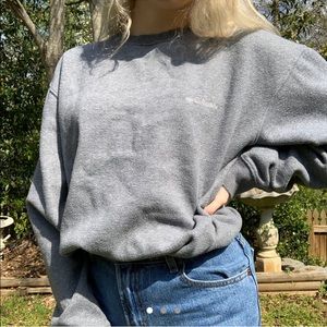grey columbia crew neck sweater